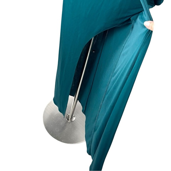 ZAC POSEN FOREST GREEN LONG SLEEVE JERSEY WRAPPED AROUND GOWN DRESS - Picture 10 of 15